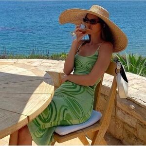 House of Sunny The Galaxy Hockney Midi Dress Green Size 6